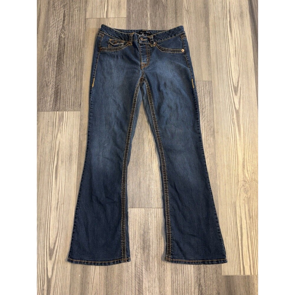 Fade To Blue Ladies Modern Flare Blue Jeans Medium